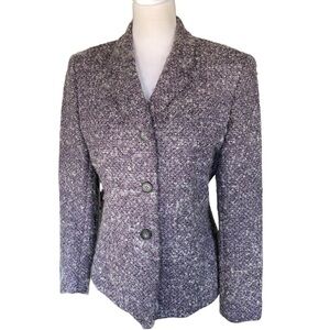 Jones New York 90s Vintage Wool and Silk Speckles Twill Blazer Size 6